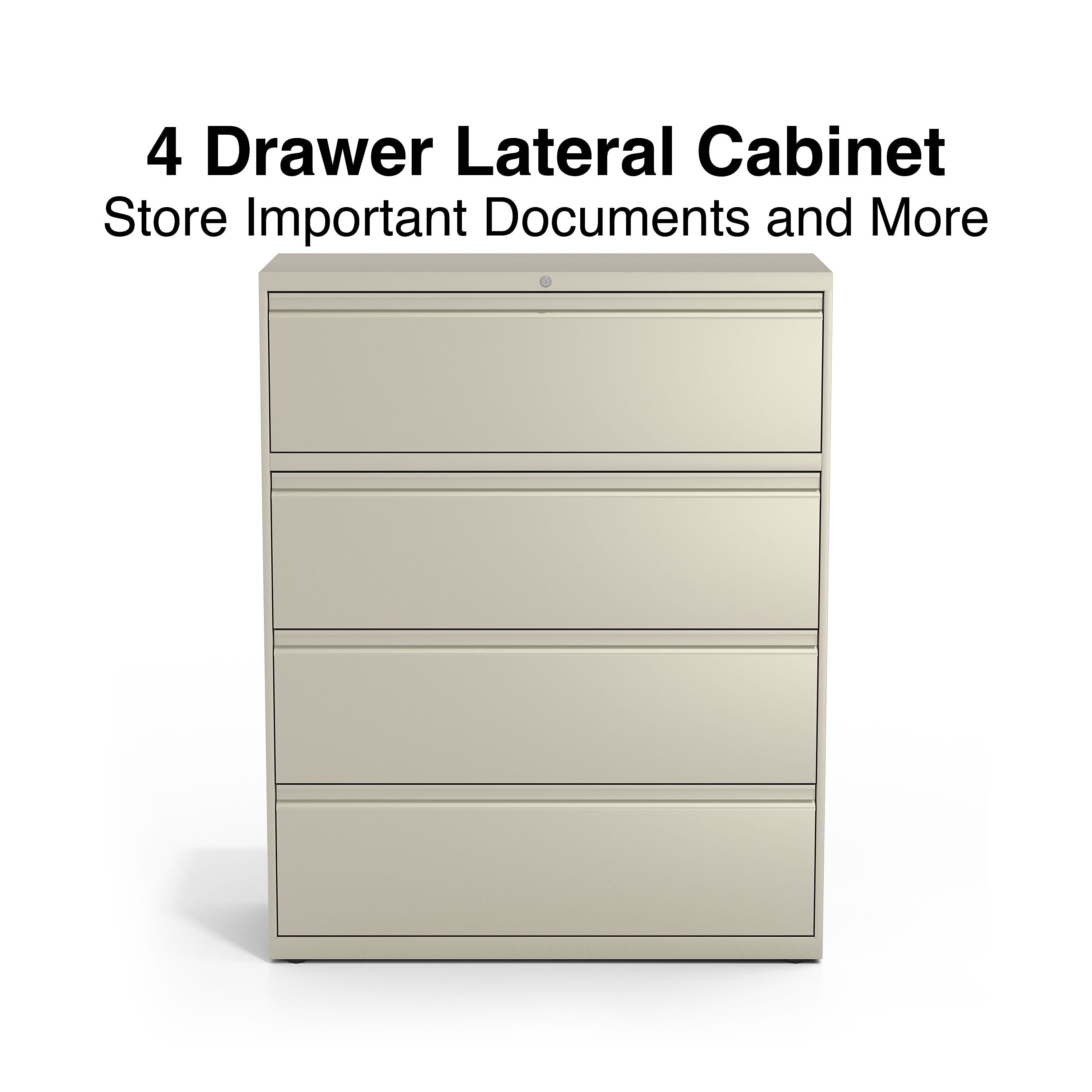 Staples Commercial 4 File Drawers Lateral File Cabinet, Locking, Putty/Beige, Letter/Legal, 42.13