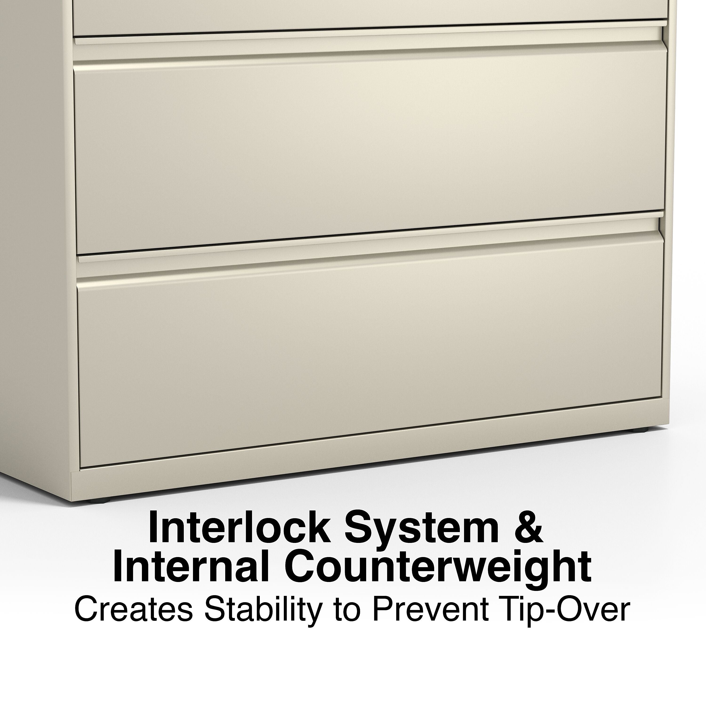 Staples Commercial 4 File Drawers Lateral File Cabinet, Locking, Putty/Beige, Letter/Legal, 42.13