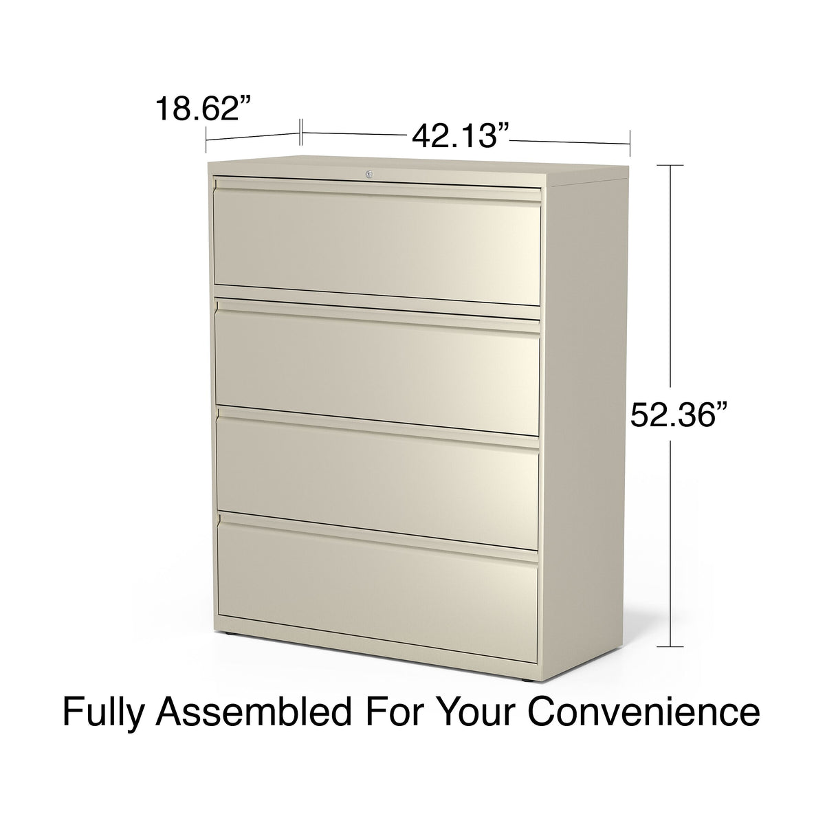 Staples Commercial 4 File Drawers Lateral File Cabinet, Locking, Putty/Beige, Letter/Legal, 42.13"W