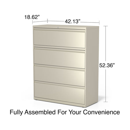 Staples Commercial 4 File Drawers Lateral File Cabinet, Locking, Putty/Beige, Letter/Legal, 42.13"W