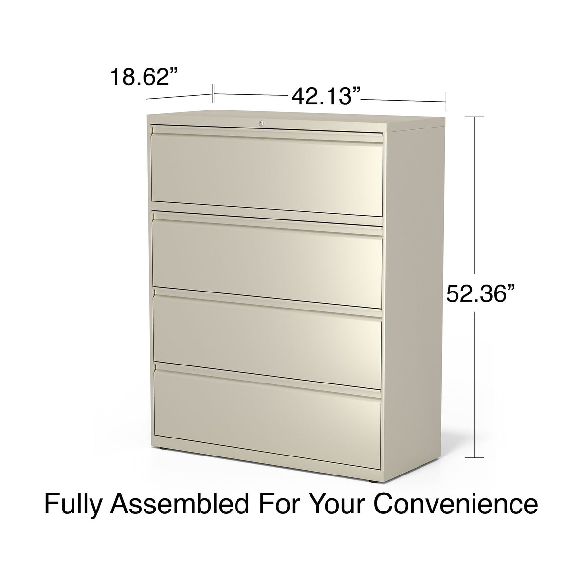 Staples Commercial 4 File Drawers Lateral File Cabinet, Locking, Putty/Beige, Letter/Legal, 42.13"W