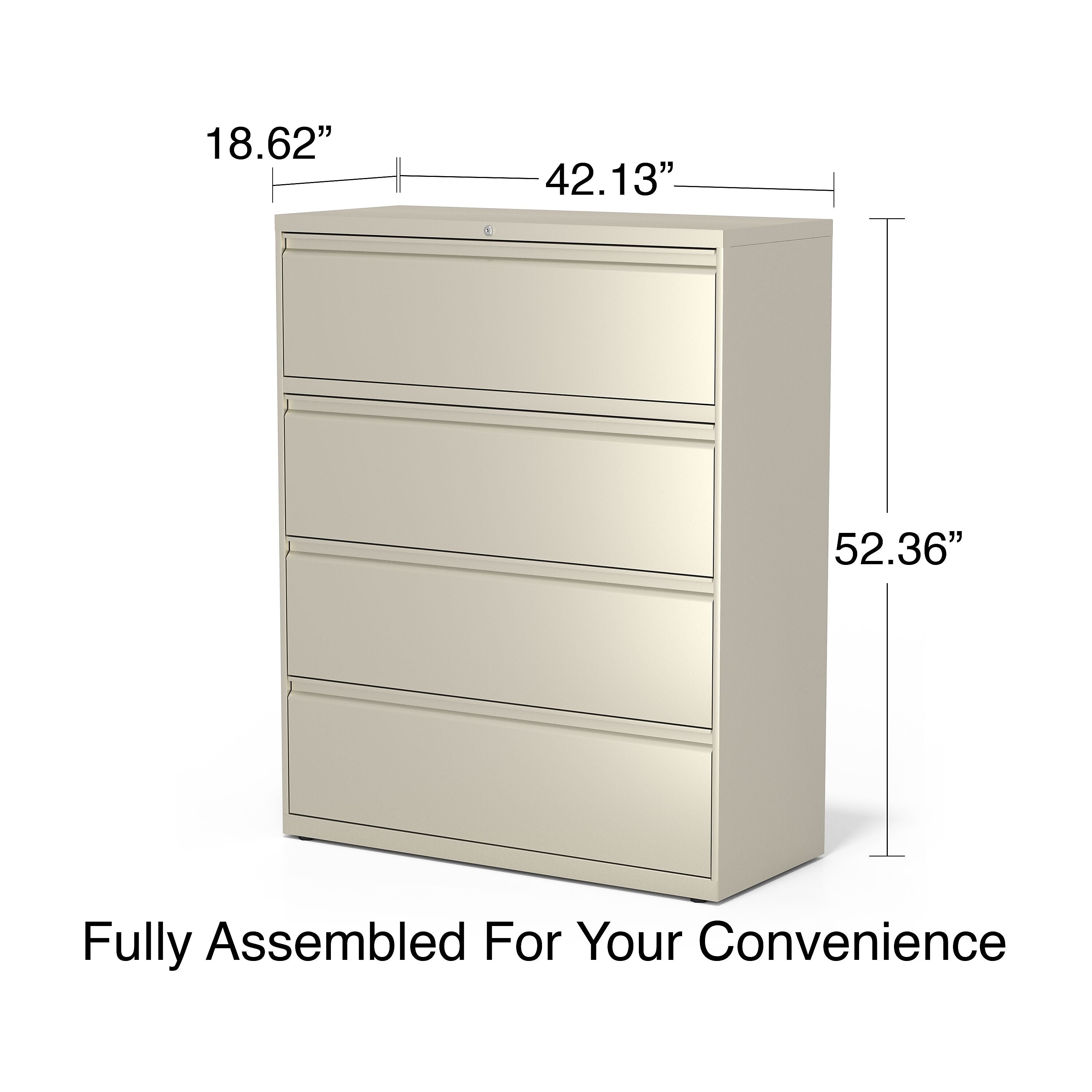 Staples Commercial 4 File Drawers Lateral File Cabinet, Locking, Putty/Beige, Letter/Legal, 42.13