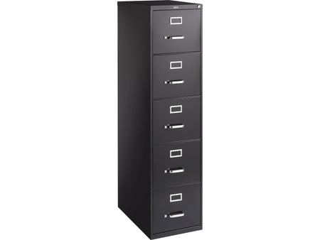 Staples Commercial 5 File Drawer Vertical File Cabinet, Locking, Black, Letter, 26.5"D