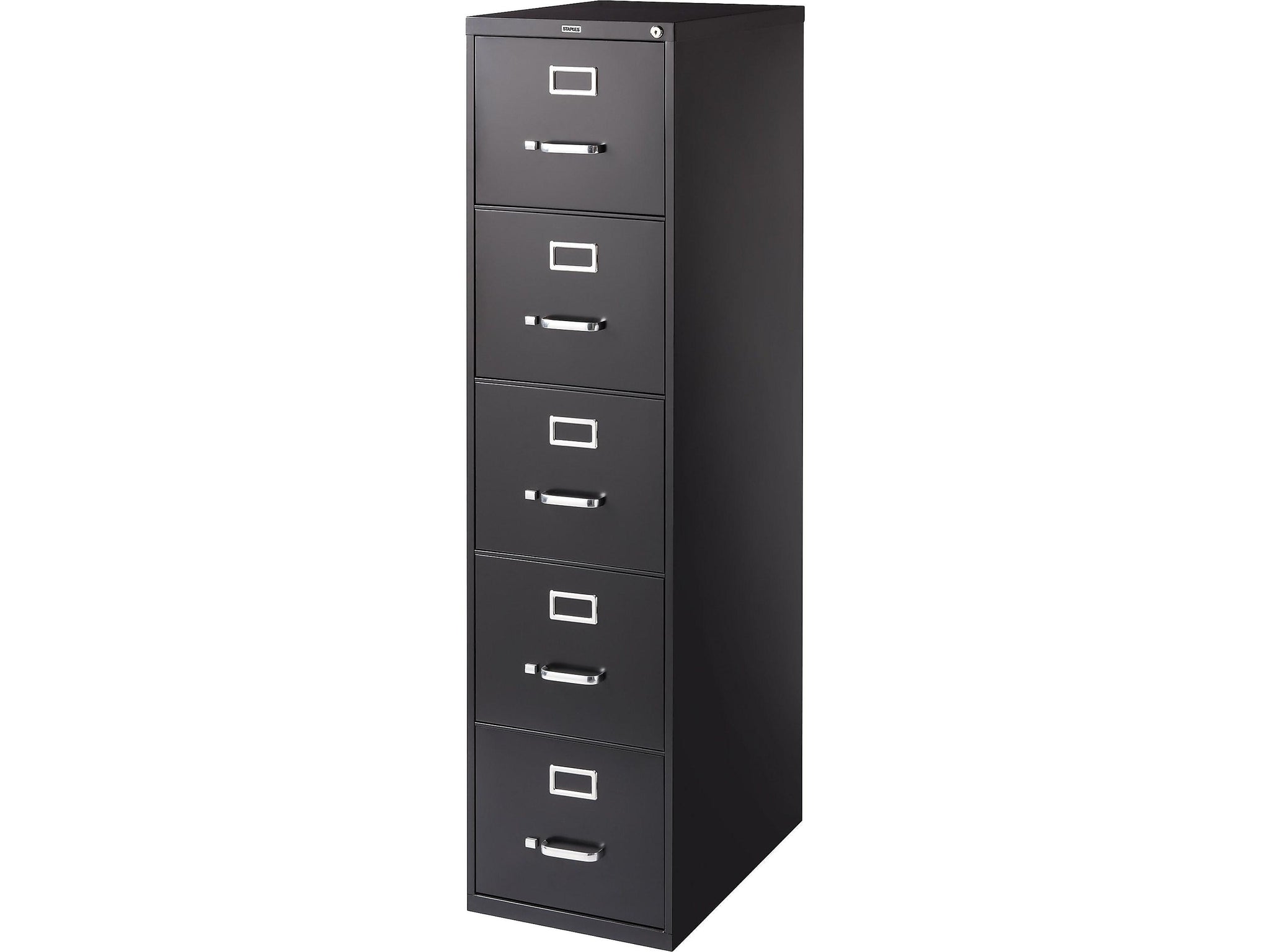 Staples Commercial 5 File Drawer Vertical File Cabinet, Locking, Black, Letter, 26.5