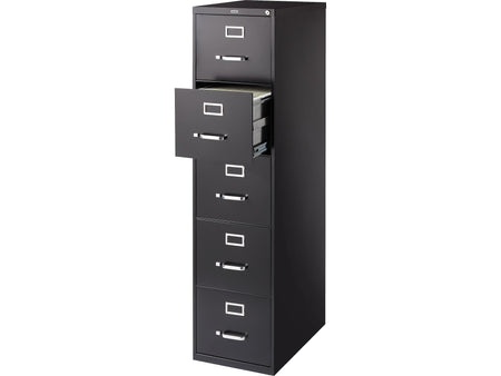 Staples Commercial 5 File Drawer Vertical File Cabinet, Locking, Black, Letter, 26.5"D