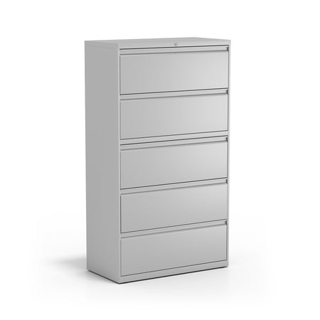 Staples Commercial 5 File Drawers Lateral File Cabinet, Locking, Gray, Letter/Legal, 36"W