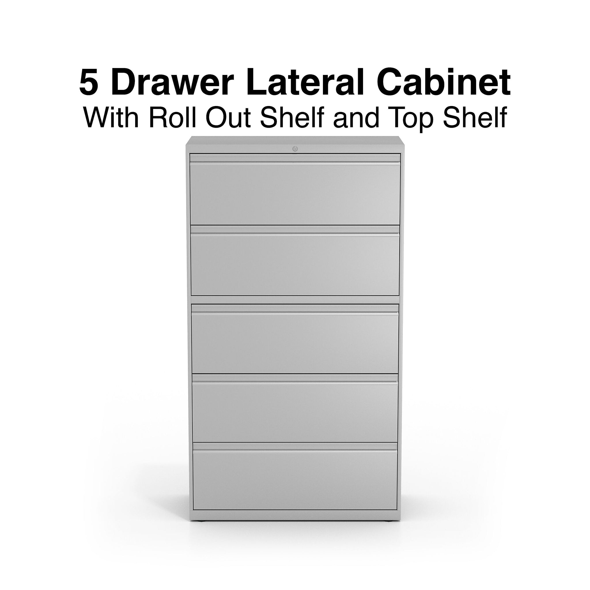 Staples Commercial 5 File Drawers Lateral File Cabinet, Locking, Gray, Letter/Legal, 36