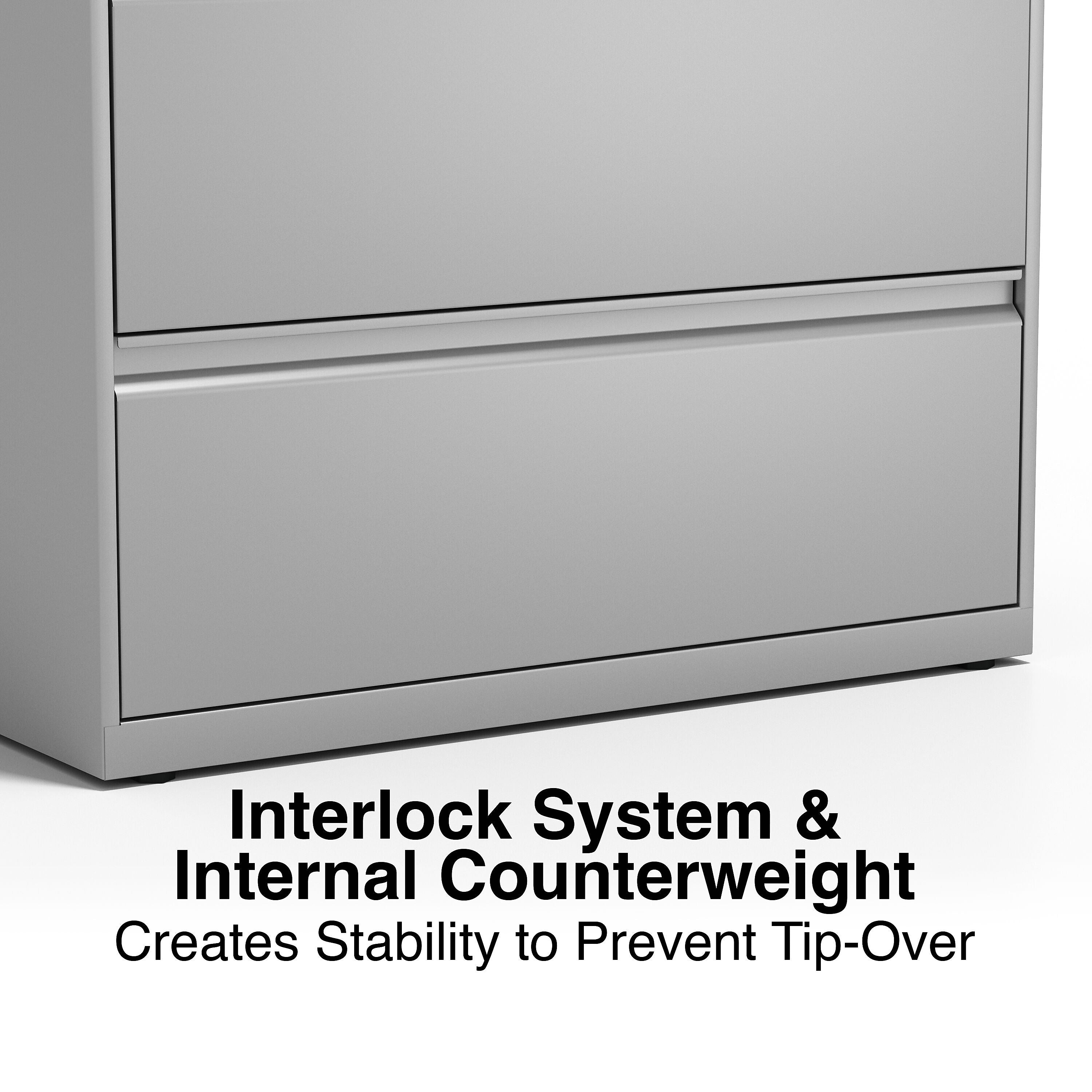 Staples Commercial 5 File Drawers Lateral File Cabinet, Locking, Gray, Letter/Legal, 36