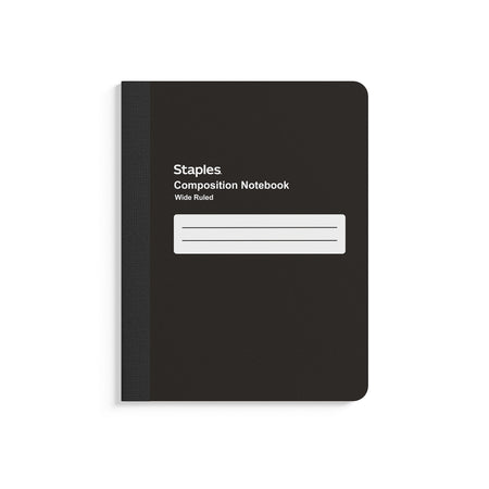 Staples Composition Notebook, 7.5" x 9.75", Black, 4/Pack