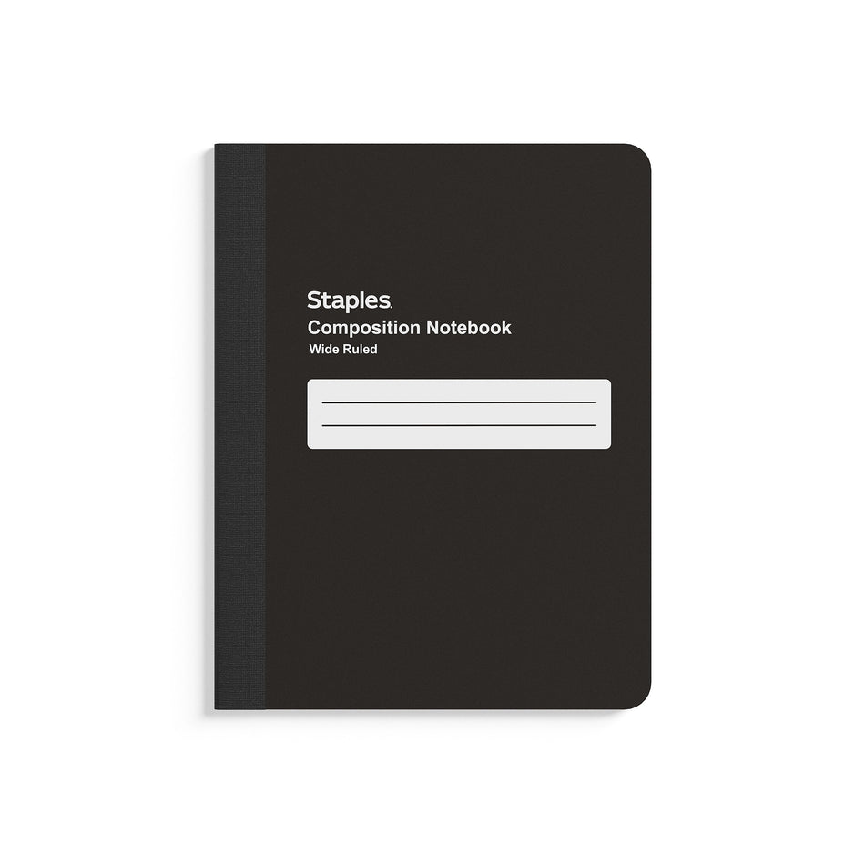 Staples Composition Notebook, 7.5" x 9.75", Black, 4/Pack