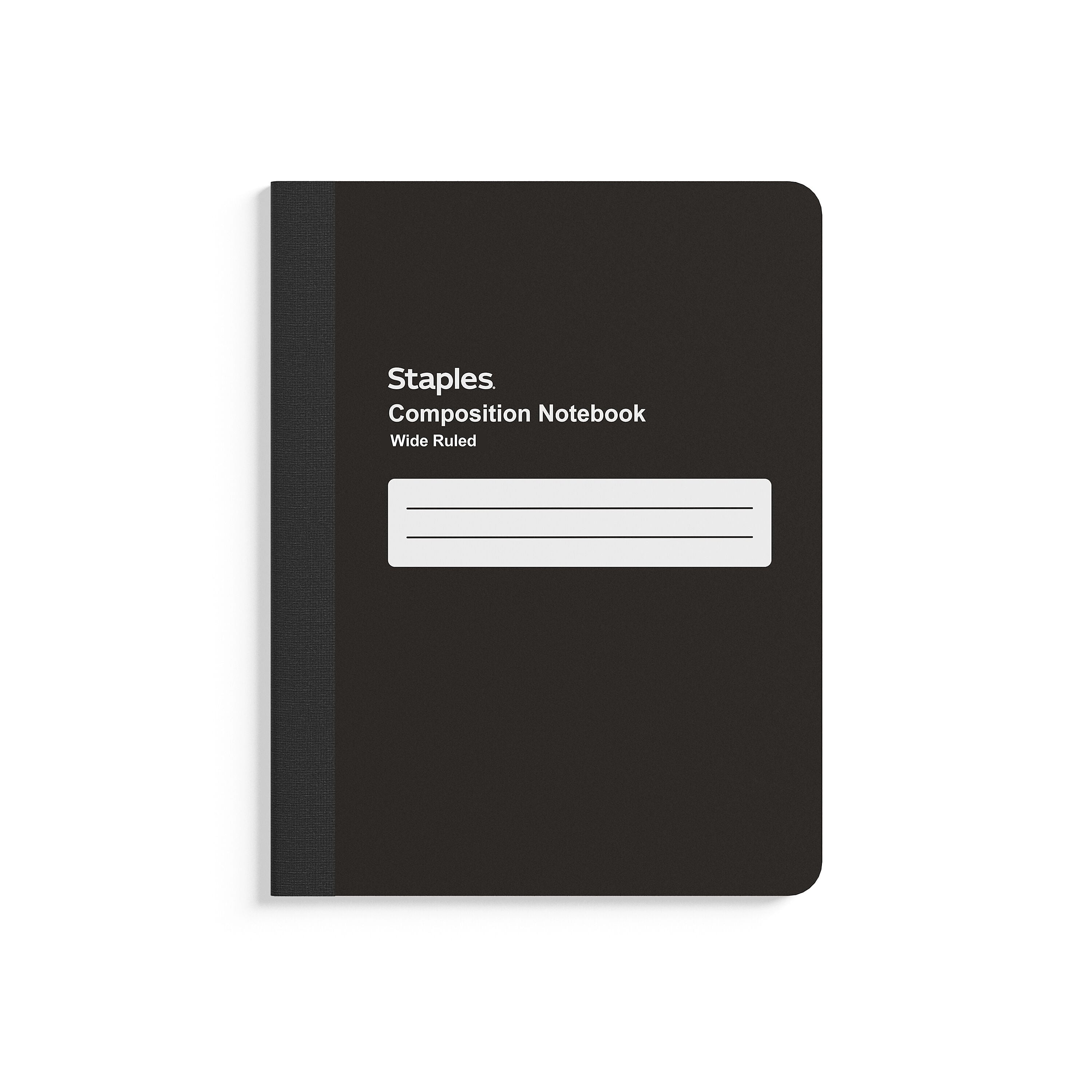 Staples Composition Notebook, 7.5" x 9.75", Black, 4/Pack