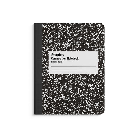 Staples® Composition Notebook, 7.5" x 9.75", College Ruled, 100 Sheets, Black