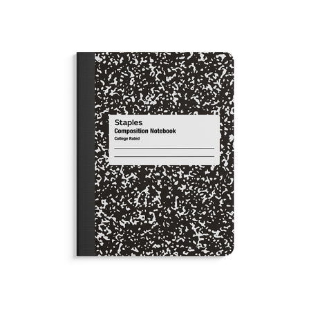 Staples Composition Notebook, 7.5" x 9.75", College Ruled, 100 Sheets, Black/White, 48/Carton