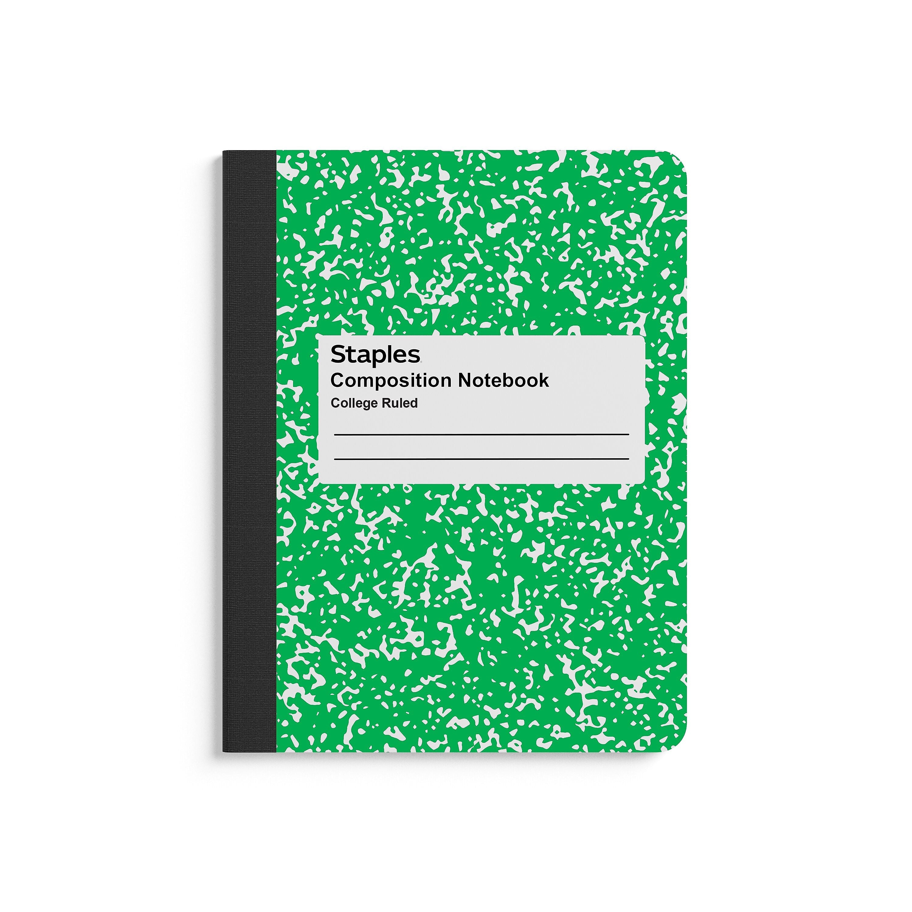 Staples® Composition Notebook, 7.5" x 9.75", College Ruled, 100 Sheets, Green