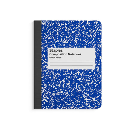 Staples Composition Notebook, 7.5" x 9.75", Graph Ruled, 80 Sheets, Blue/White