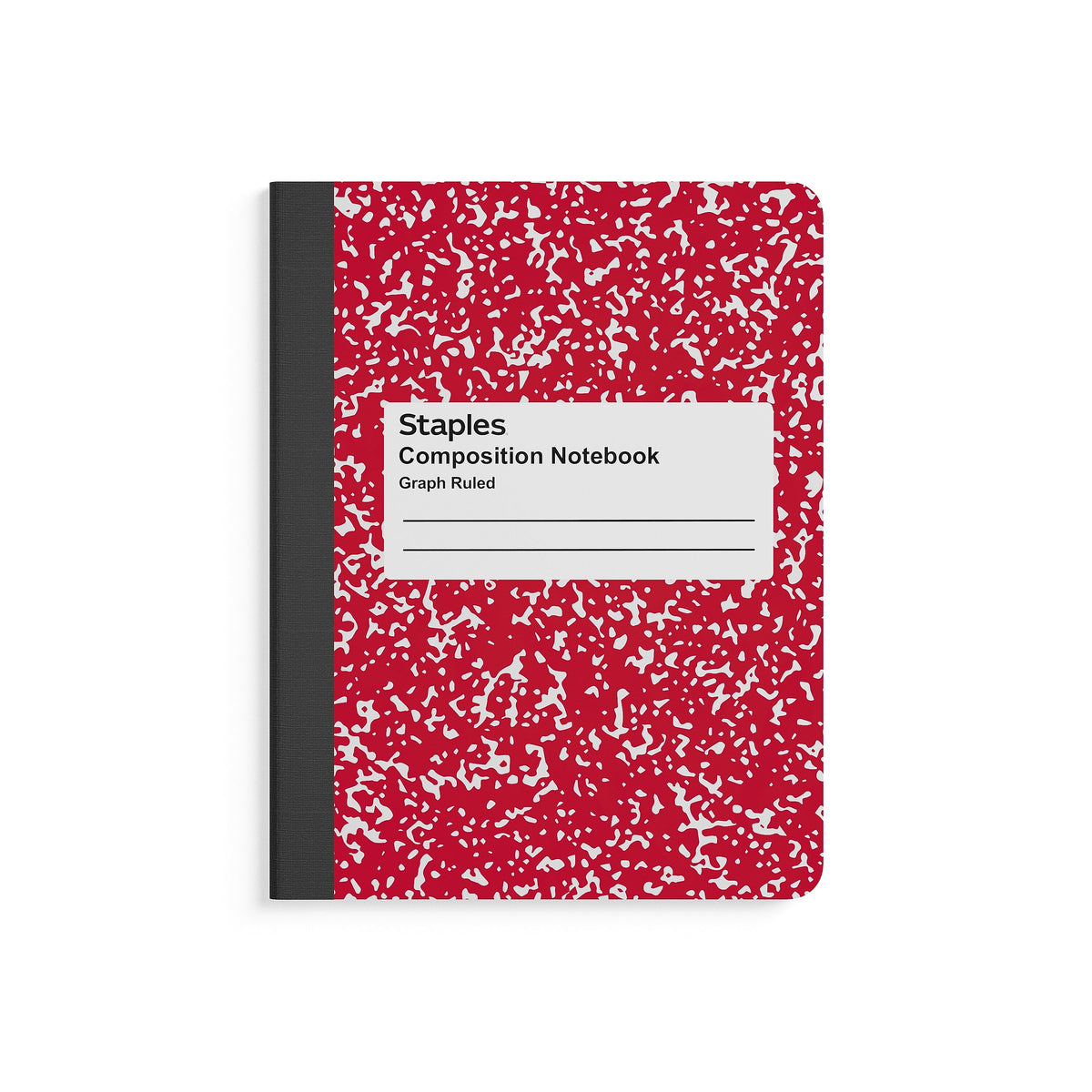 Staples Composition Notebook, 7.5" x 9.75", Graph Ruled, 80 Sheets, Red/White