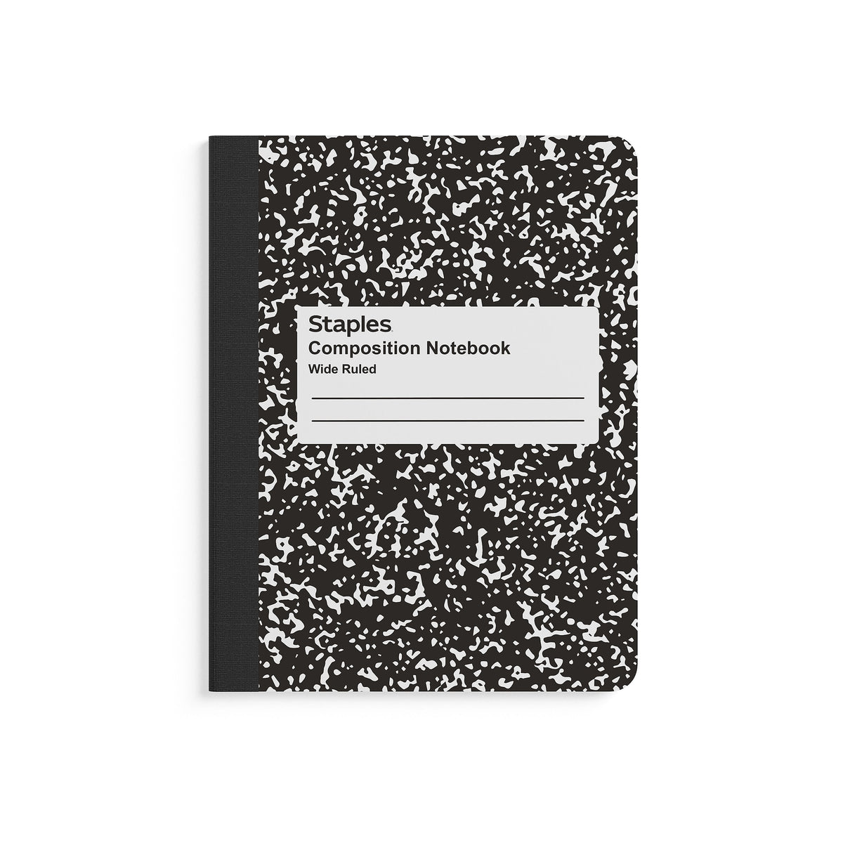 Staples® Composition Notebook, 7.5" x 9.75", Wide Ruled, 100 Sheets, Black