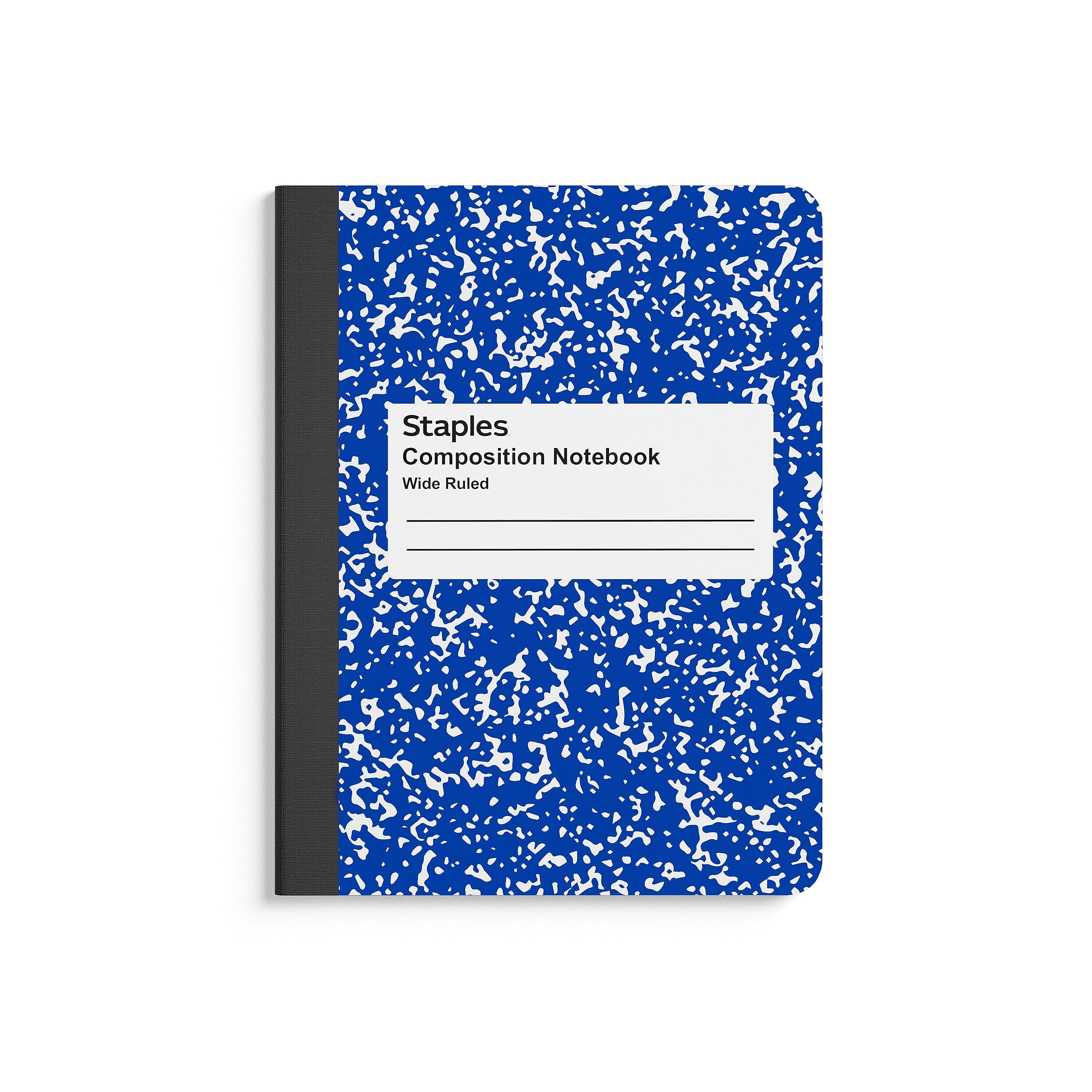 Staples® Composition Notebook, 7.5" x 9.75", Wide Ruled, 100 Sheets, Blue