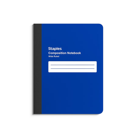 Staples Composition Notebook, 7.5" x 9.75", Wide Ruled, 80 Sheets, Blue