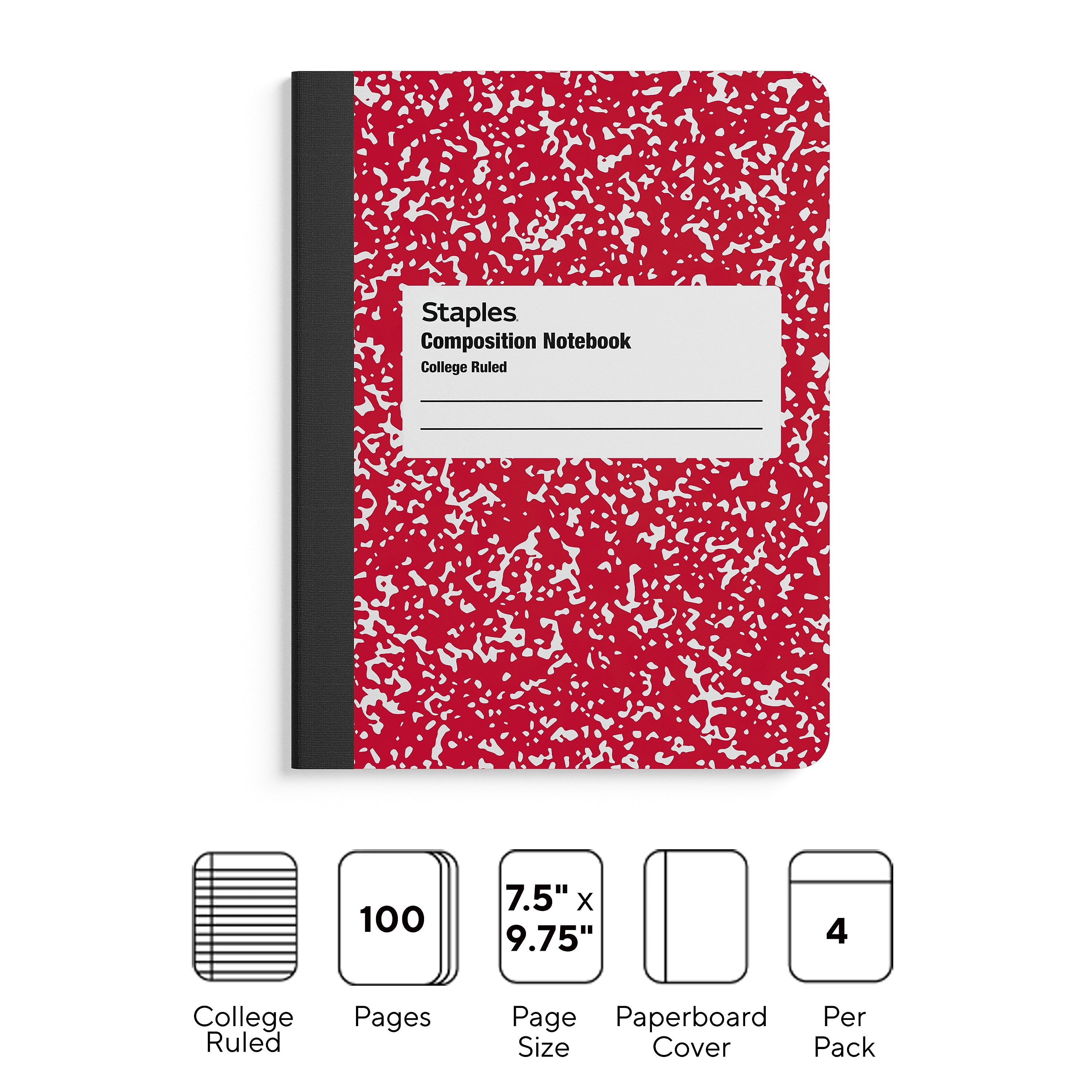 Staples® Composition Notebooks, 7.5
