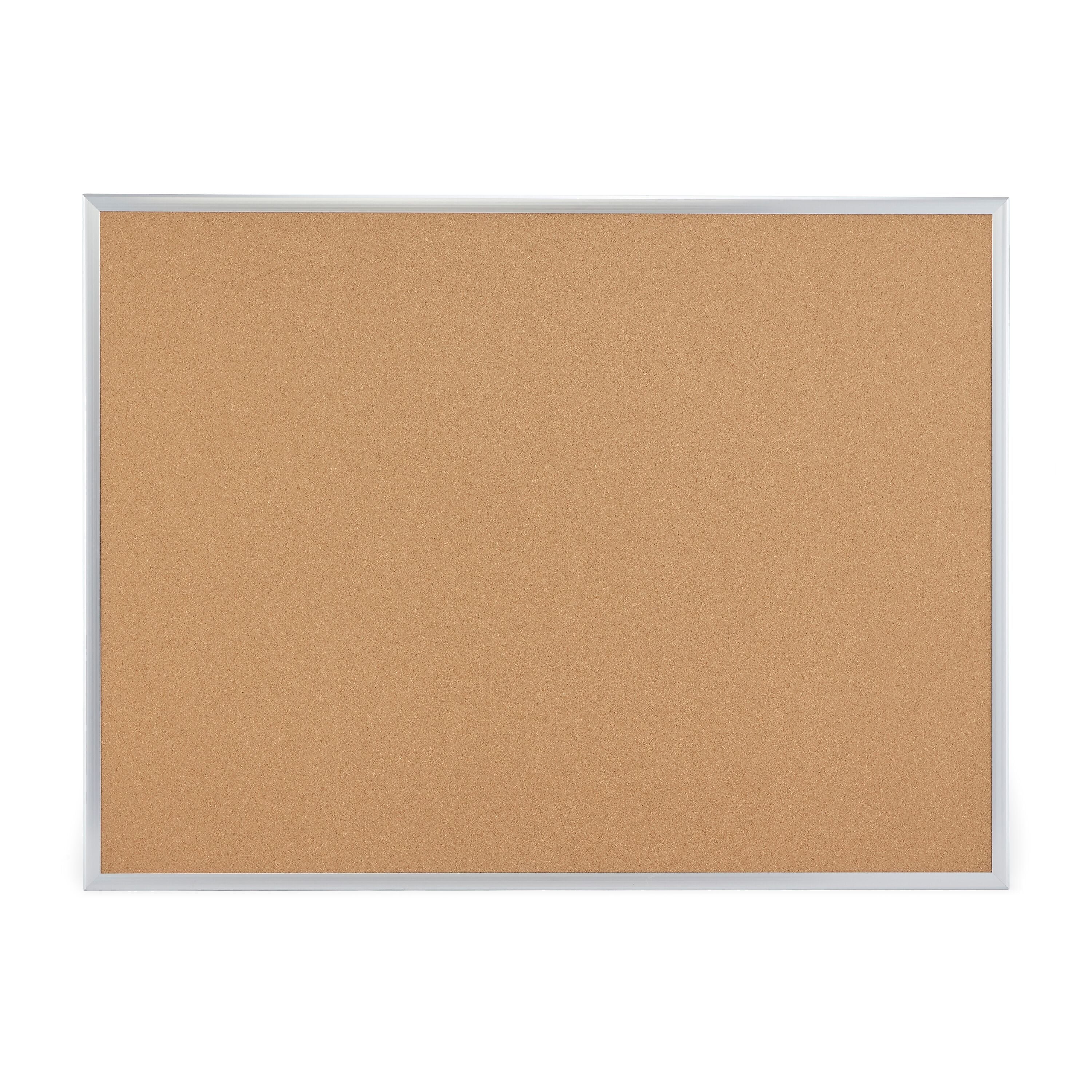 Staples Cork Bulletin Board, Aluminum Frame, 4'W x 3'H