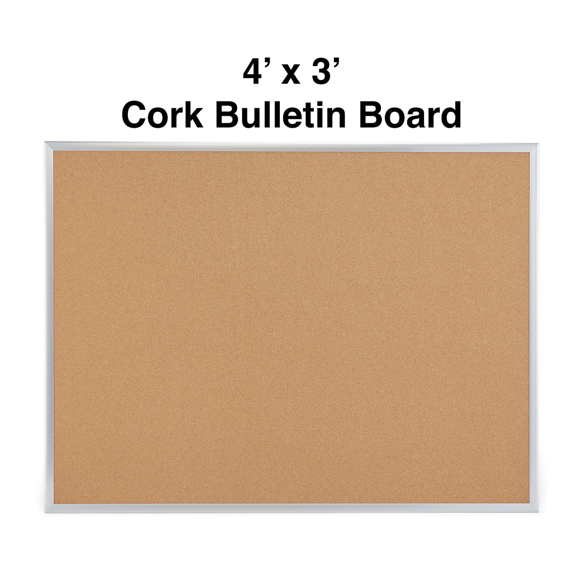 Staples Cork Bulletin Board, Aluminum Frame, 4'W x 3'H