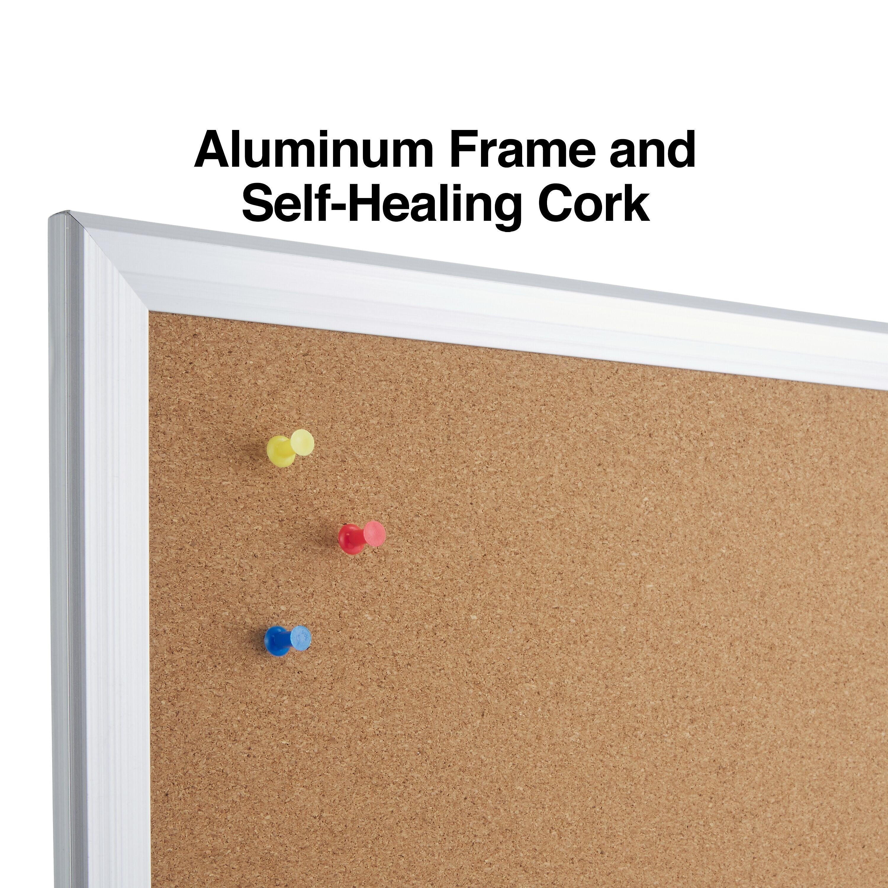 Staples Cork Bulletin Board, Aluminum Frame, 4'W x 3'H