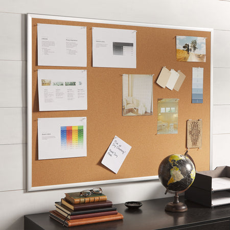 Staples Cork Bulletin Board, Aluminum Frame, 4'W x 3'H