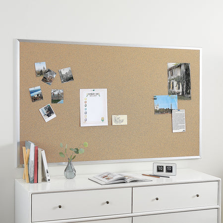 Staples Cork Bulletin Board, Aluminum Frame, 5'W x 3'H