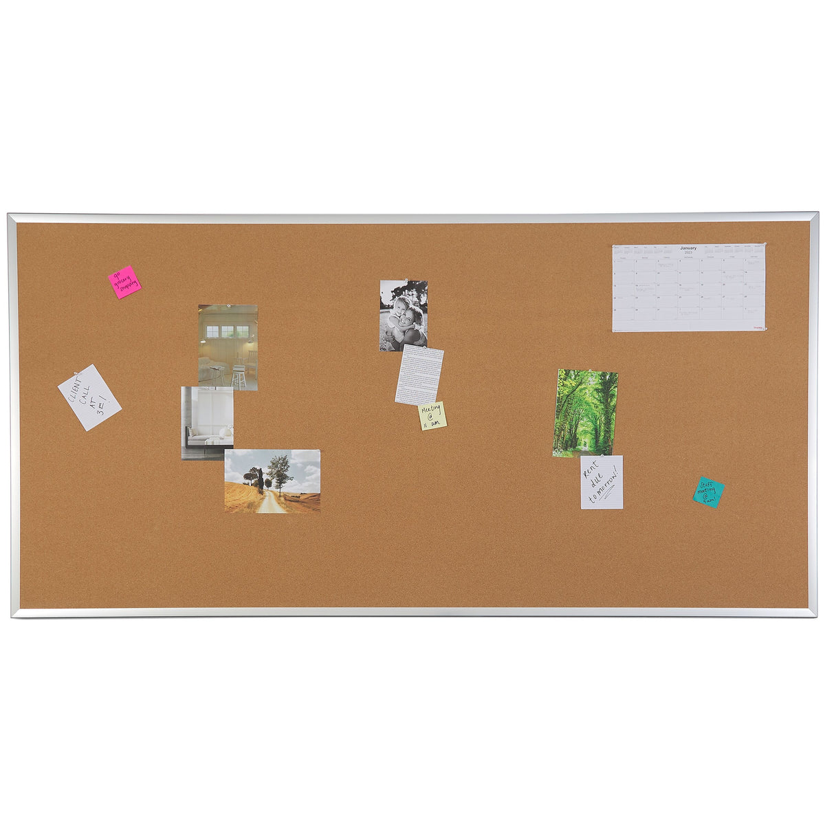 Staples Cork Bulletin Board, Aluminum Frame, 8'W x 4'H