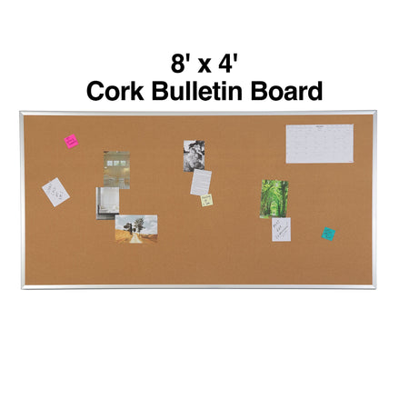 Staples Cork Bulletin Board, Aluminum Frame, 8'W x 4'H