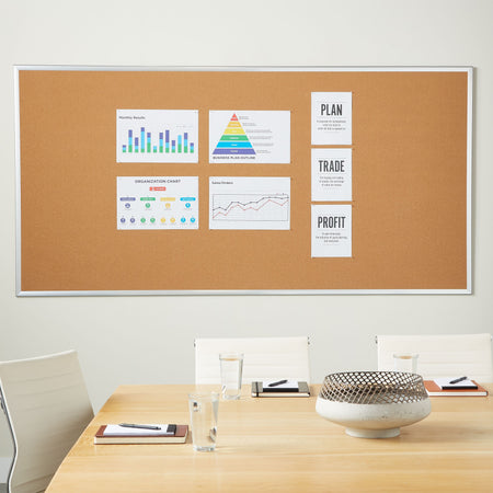 Staples Cork Bulletin Board, Aluminum Frame, 8'W x 4'H