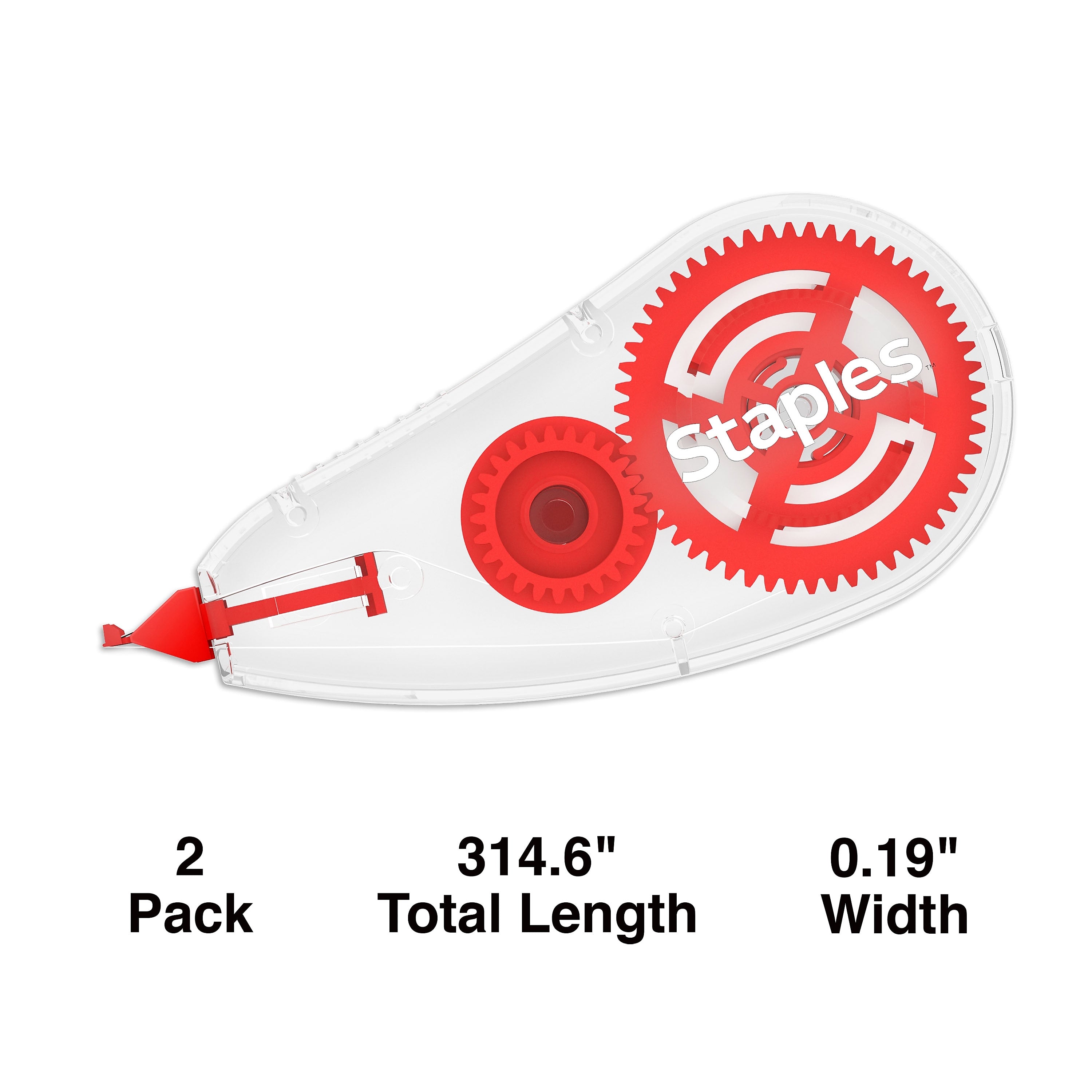 Staples® Correction Tape, White, 2/Pack