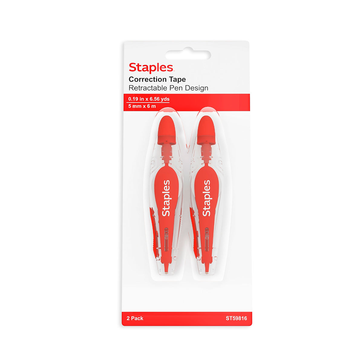 Staples Correction Tape, White, 2/Pack