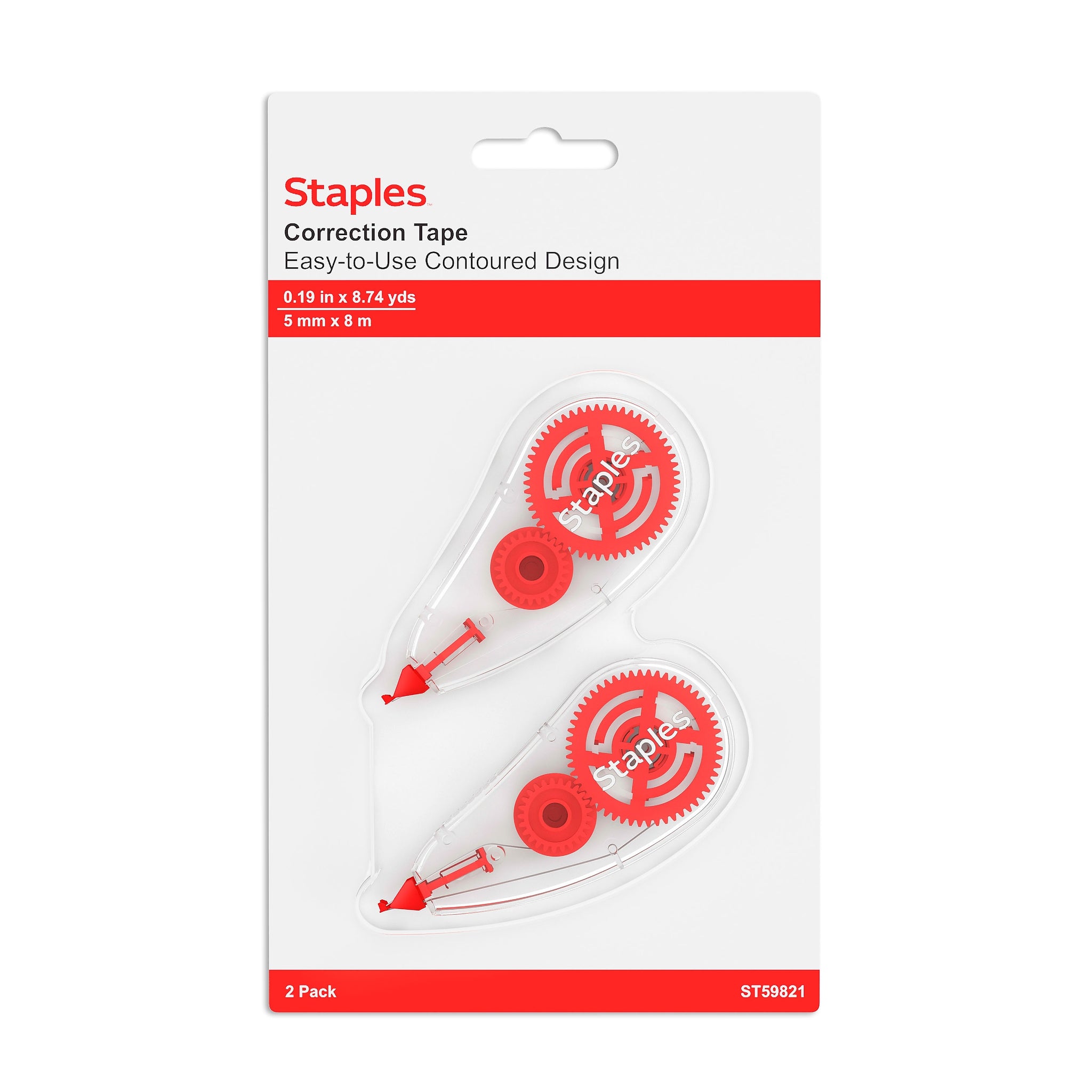 Staples® Correction Tape, White, 2/Pack