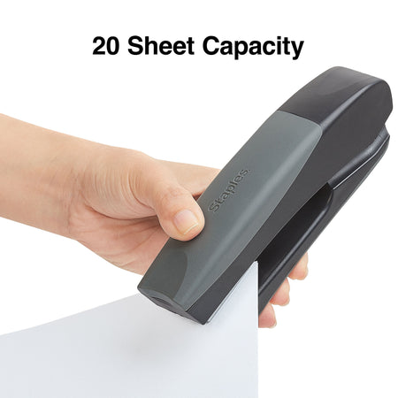 Staples Desktop/Handheld Stapler, 20 Sheet Capacity, Black and Gray