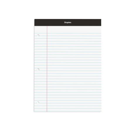 Staples Double-Sheet Notepad, 8.5" x 11.75", Letter Size, White, 100 Sheets/Pad