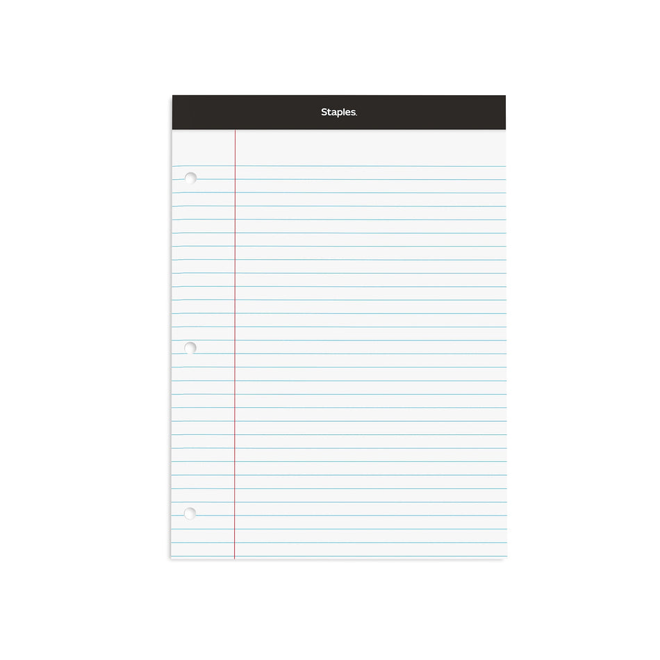 Staples Double-Sheet Notepad, 8.5" x 11.75", Letter Size, White, 100 Sheets/Pad