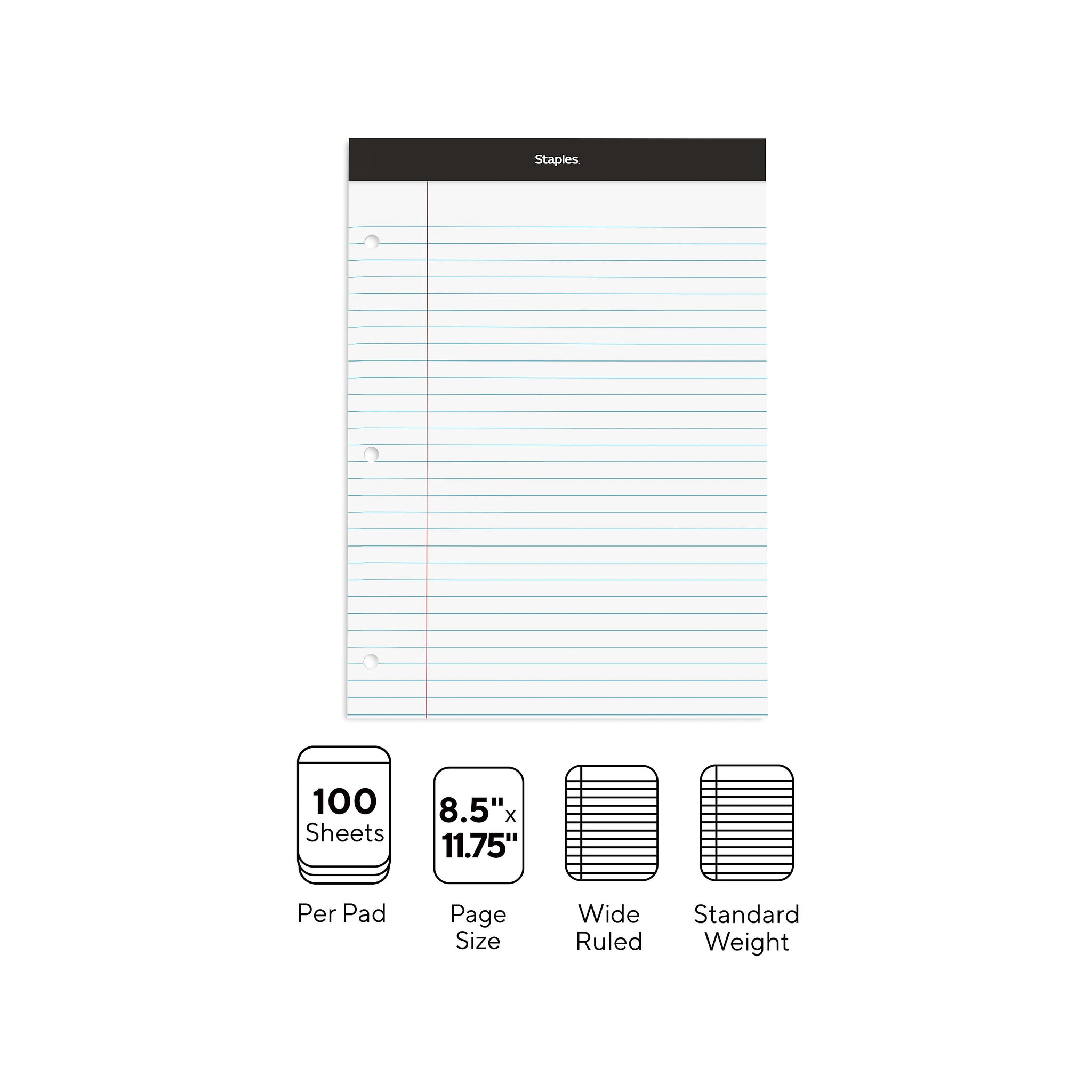 Staples Double-Sheet Notepad, 8.5