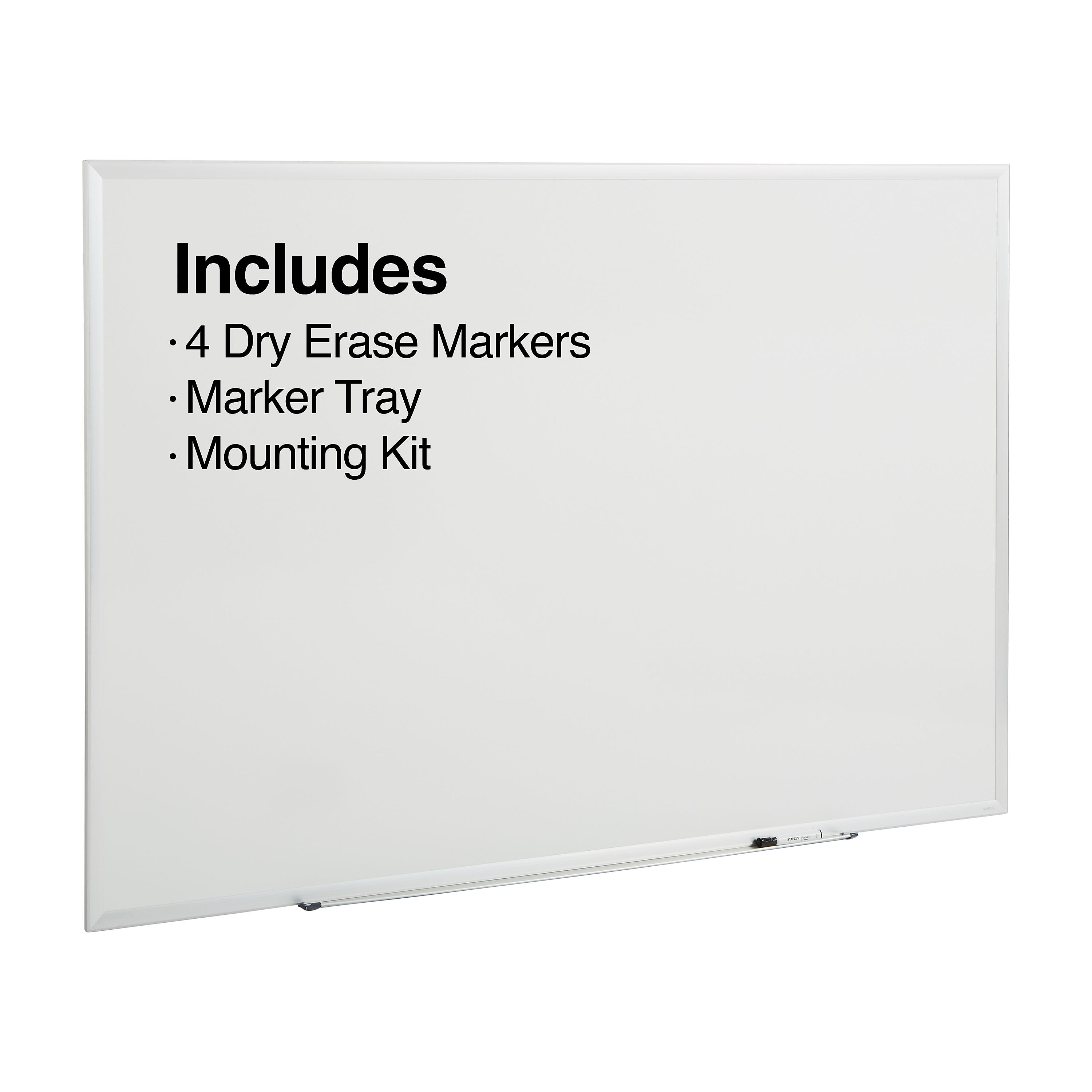 Staples Durable Magnetic Porcelain Dry-Erase Whiteboard, Aluminum Frame, 6' x 4'