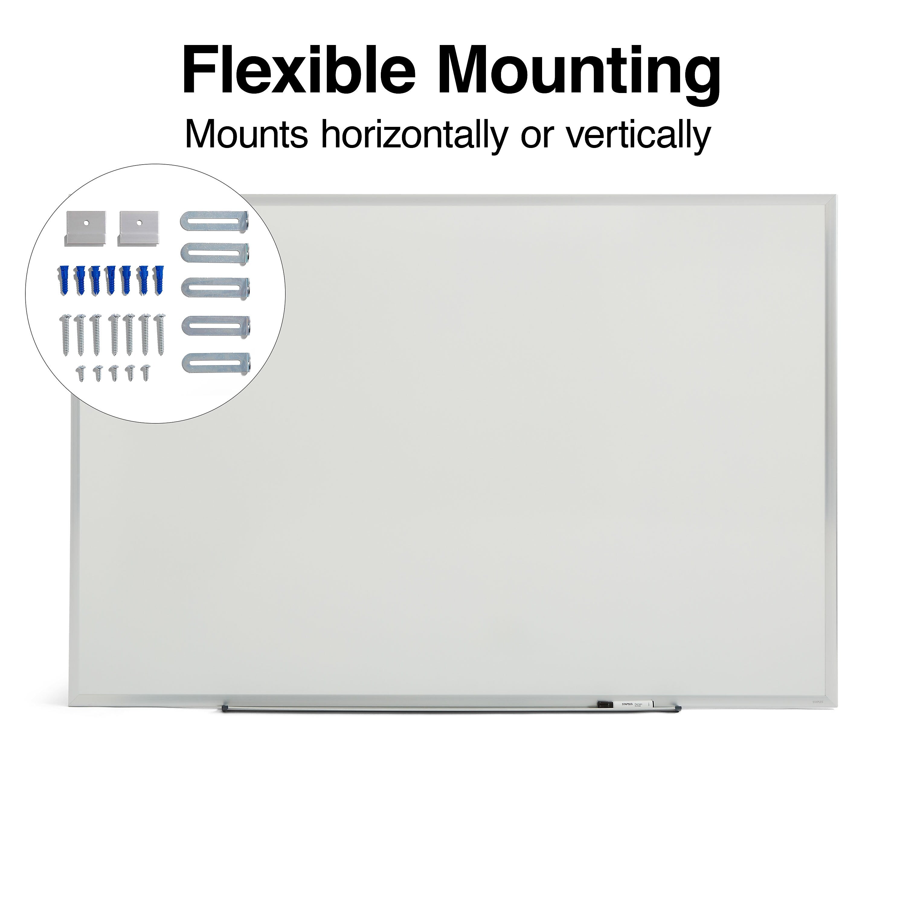 Staples Durable Magnetic Porcelain Dry-Erase Whiteboard, Aluminum Frame, 6' x 4'