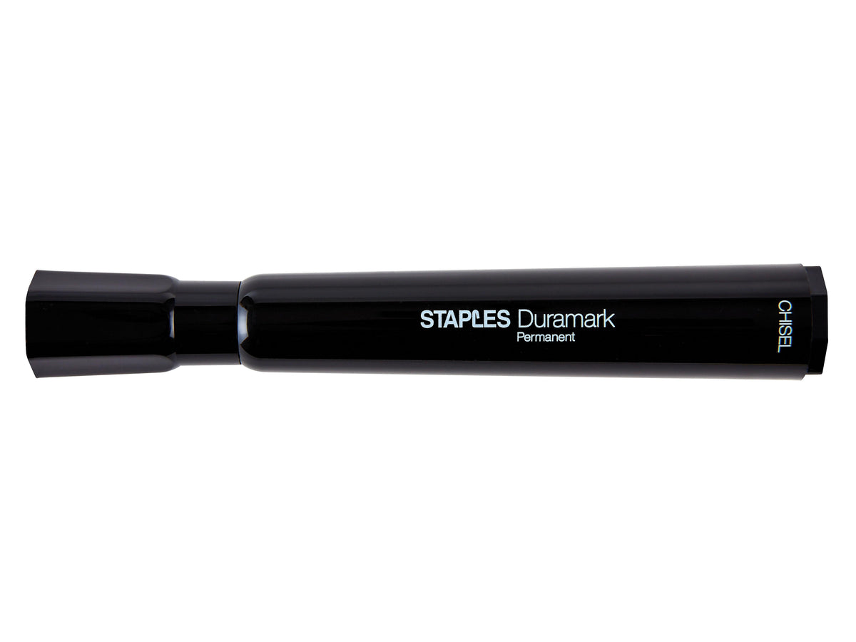 Staples DuraMark Permanent Marker, Chisel Point, Black, 12/Pack