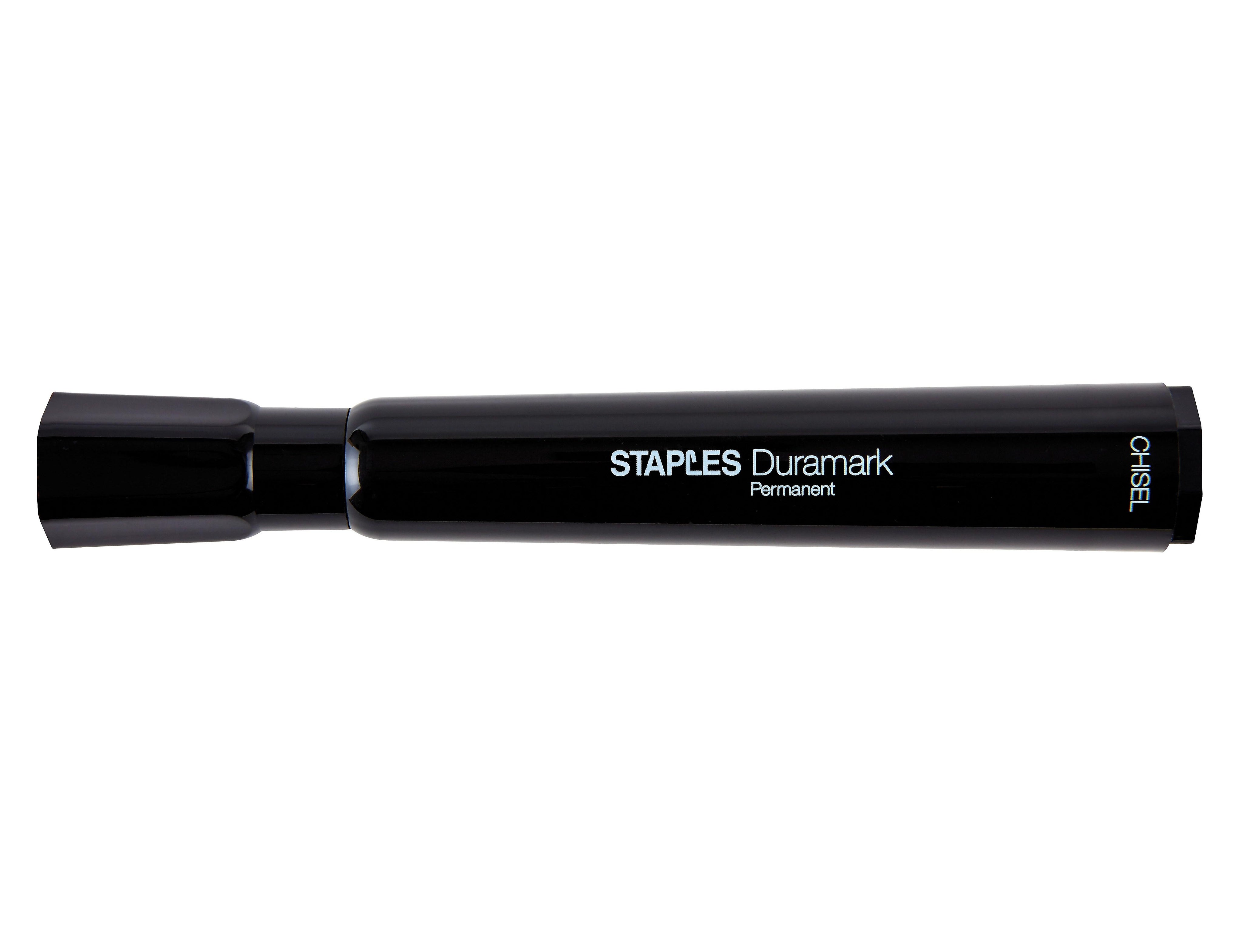 Staples DuraMark Permanent Marker, Chisel Point, Black, 12/Pack