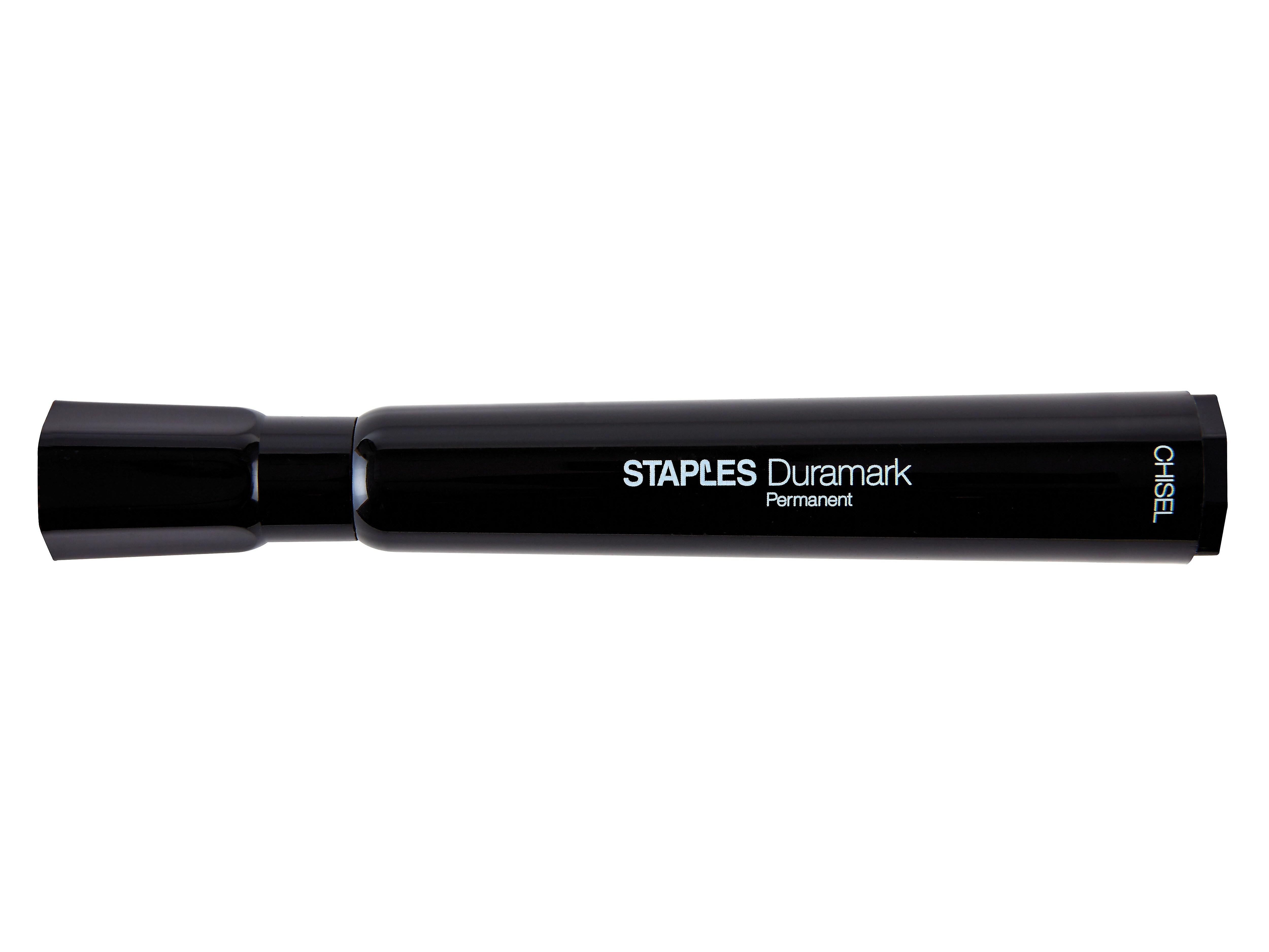 Staples DuraMark Permanent Marker, Chisel Point, Black, 12/Pack