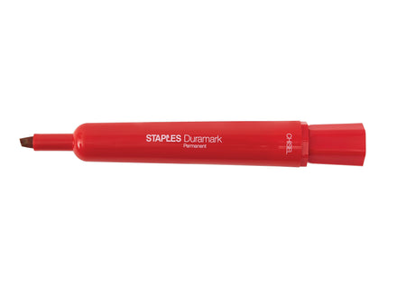 Staples DuraMark Permanent Markers, Medium Point, Red, 12/Pack