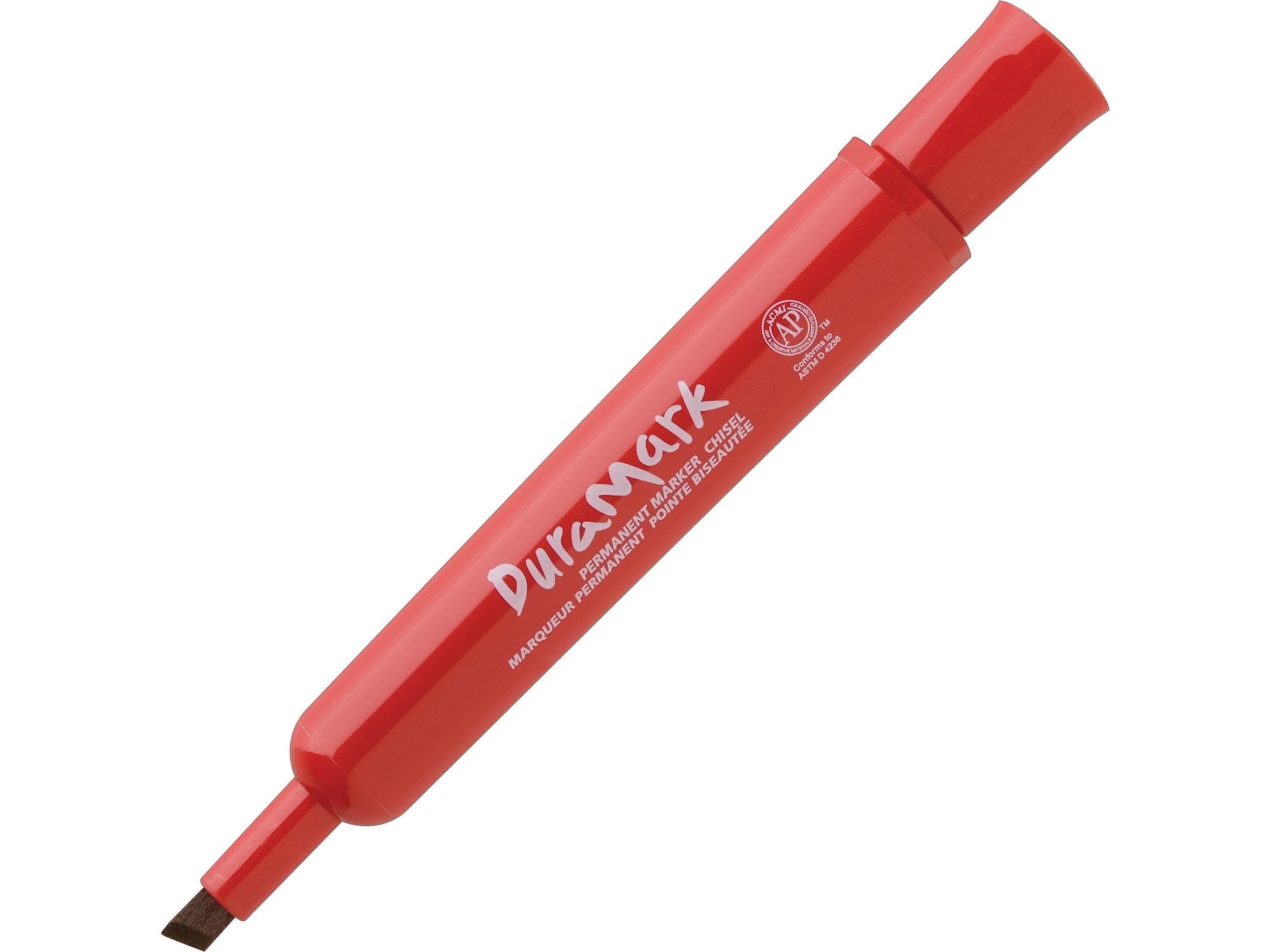 Staples DuraMark Permanent Markers, Medium Point, Red, 12/Pack