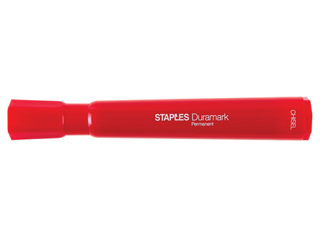 Staples DuraMark Permanent Markers, Medium Point, Red, 12/Pack