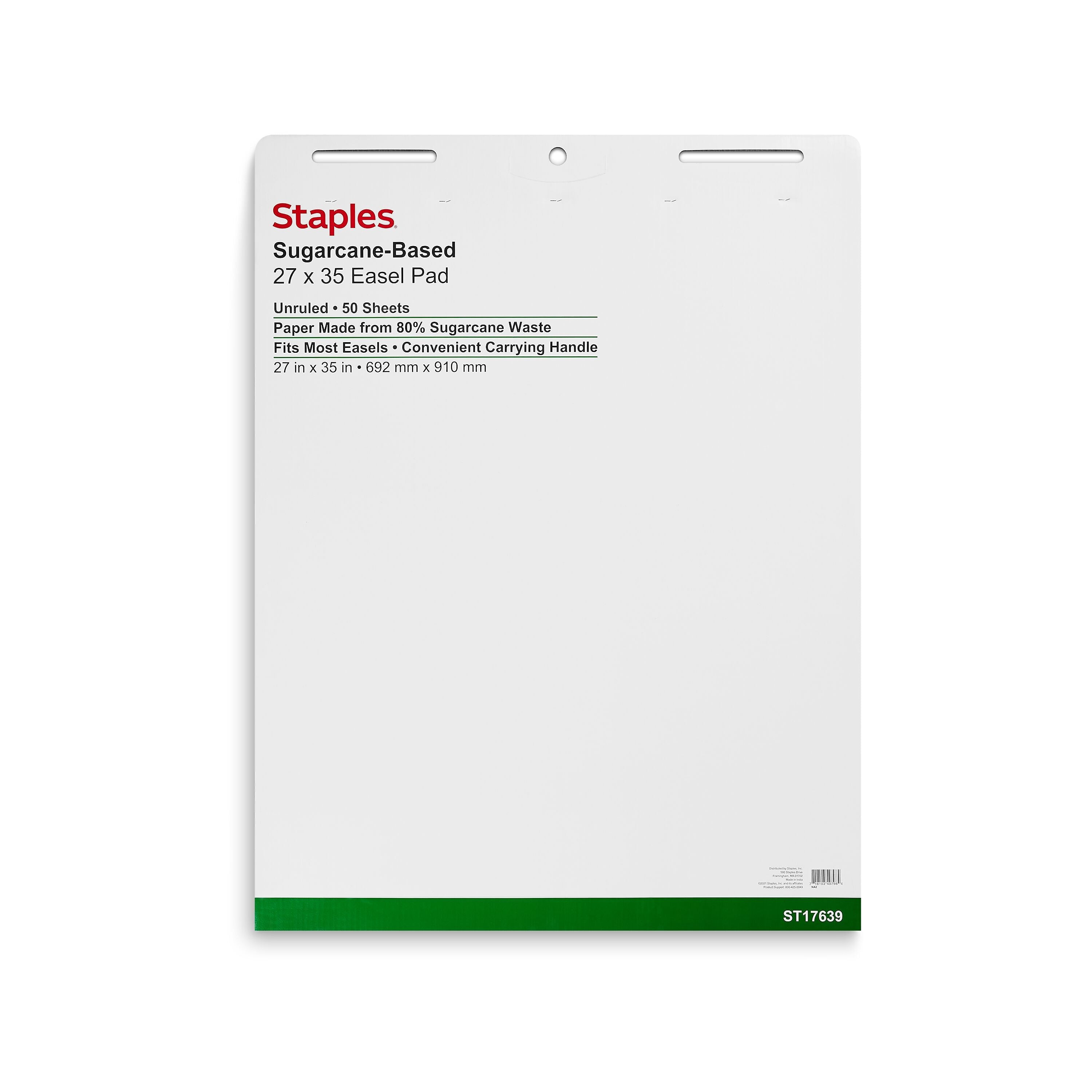 Staples Easel Pads, 27" x 35", White, 50 Sheets/Pad, 4 Pads/Carton