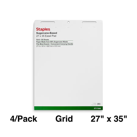 Staples Easel Pads, 27" x 35", White, 50 Sheets/Pad, 4 Pads/Carton