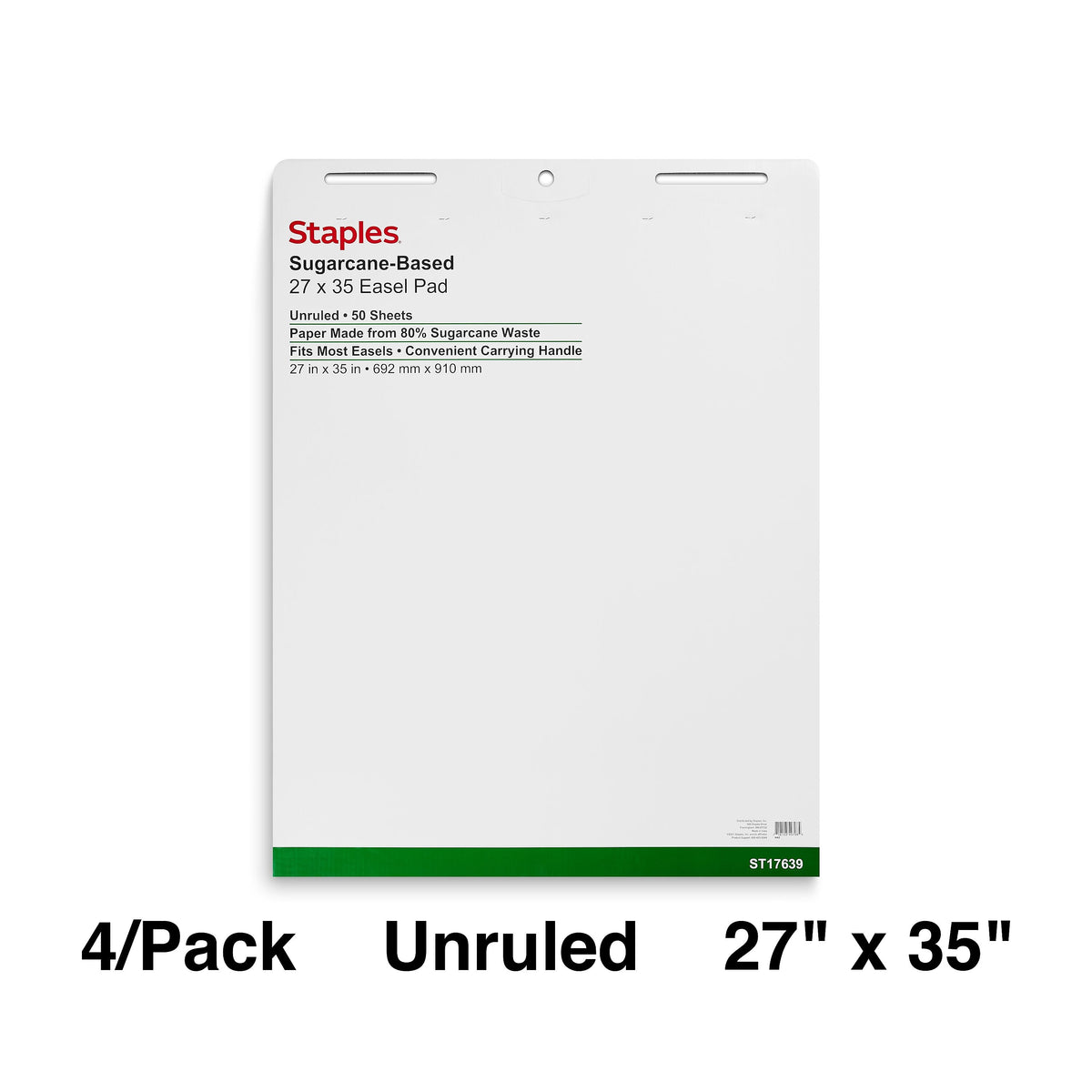 Staples Easel Pads, 27" x 35", White, 50 Sheets/Pad, 4 Pads/Carton